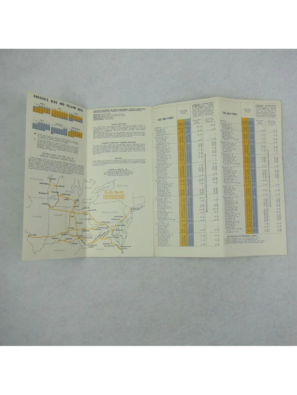 Chesapeake & Ohio Railway Baltimore & Ohio Railroad Time Table April 27, 1969